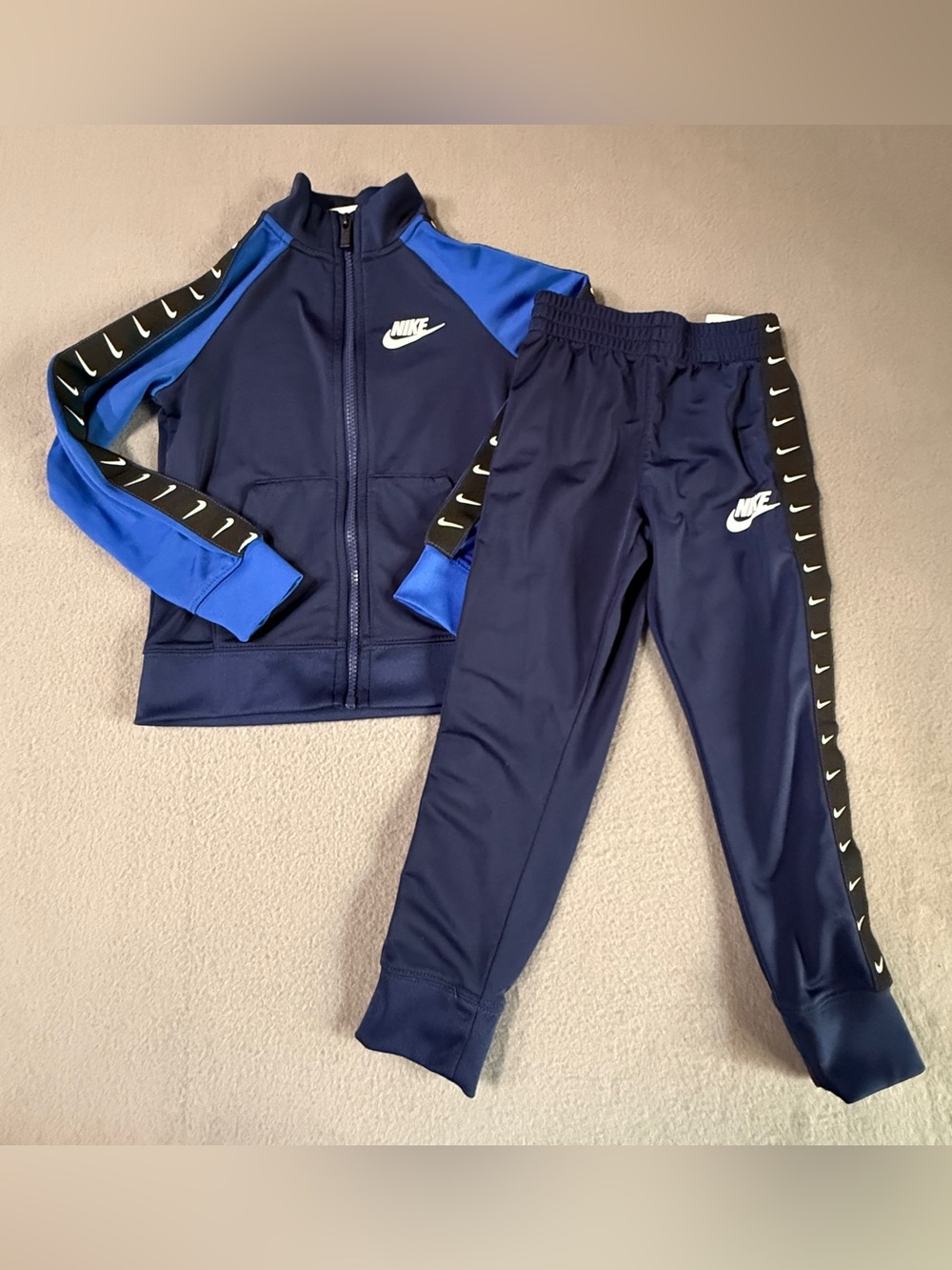 Nike Navy and Blue Kids' Jogger Set with Swoosh Trim